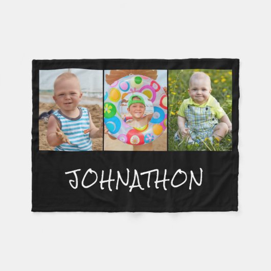 Modern 3 Fotocollage naam Fleece Deken (Voorkant (Horizontaal))