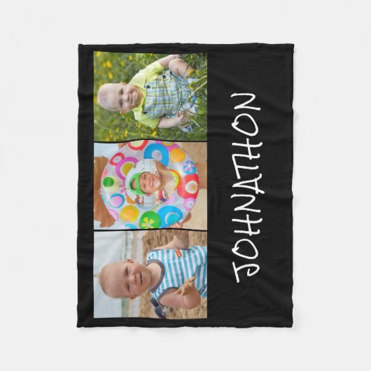 Modern 3 Fotocollage naam Fleece Deken (Voorkant)