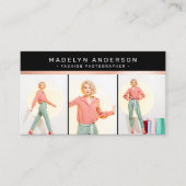 Modern 3 Fotograaf Roos Gold Foil Visitekaartje (Voorkant)