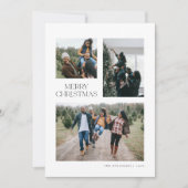 Modern 3-fotokerstkaart in wit kaart (Voorkant)