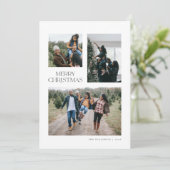 Modern 3-fotokerstkaart in wit kaart (Staand voorkant)