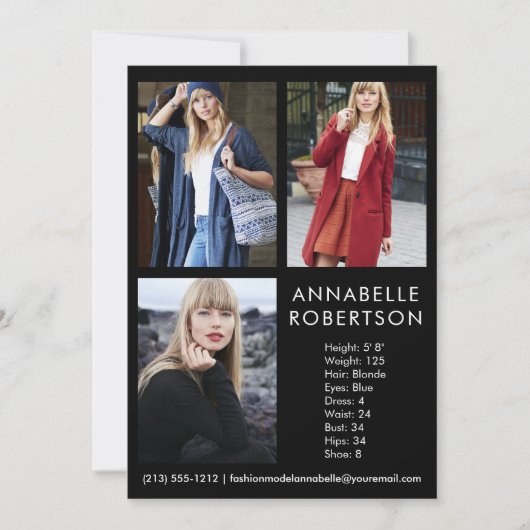 Modern 3 Fotomodel Actor Comp Kaart (Voorkant)