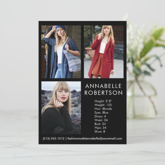 Modern 3 Fotomodel Actor Comp Kaart (Staand voorkant)