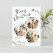 Modern 3 foto's Kerstgroet Vakantie Kaart (Staand voorkant)