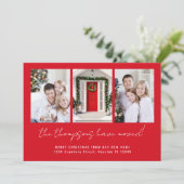 Modern 3 Foto's met prettig kerstfeest vanuit New  Feestdagenkaart (Staand voorkant)