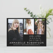 Modern 3 foto's Model Actor Comp Kaart (Staand voorkant)