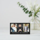 Modern 3 Foto's Model en Actor QR Code Visitekaartje (Staand voorkant)