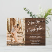 Modern 3 foto's namen hout Qr bruiloft Kaart (Staand voorkant)