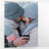 Modern 3 Fotoscript Trouwen Sla de datum op Drieluik Aankondiging (Binnenzijde eerst)