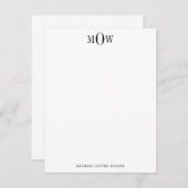 Modern 3-letter Monogram Notitiekaartje (Voorkant / Achterkant)