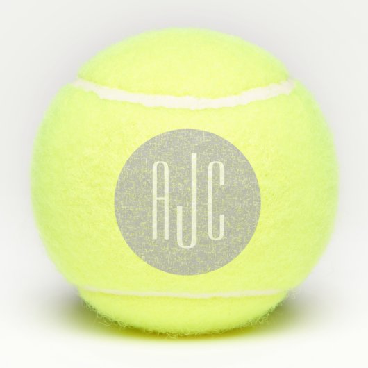 Modern 3-letterige monogram Initialen wit grijs Tennisballen (Achterkant)