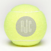 Modern 3-letterige monogram Initialen wit grijs Tennisballen (Voorkant)