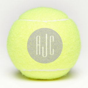 Modern 3-letterige monogram Initialen wit grijs Tennisballen
