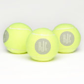 Modern 3-letterige monogram Initialen wit grijs Tennisballen (Multi)