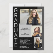 Modern 3 Photo Black Afstuderen Kaart (Voorkant)