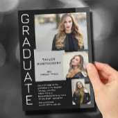 Modern 3 Photo Black Afstuderen Kaart