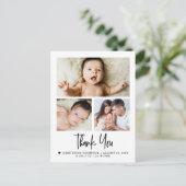 Modern 3 Photo Collage Baby Dank u Geboorte Briefkaart (Staand voorkant)