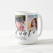 Modern 3 Photo Collage Black Script Afstuderen Koffiemok (Voorkant rechts)