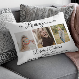 Modern 3 Photo Collage Memorial Accent Pillow Kussen
