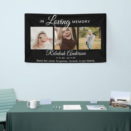 Modern 3 Photo Collage Memorial Banner (Beurs)