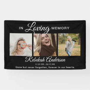 Modern 3 Photo Collage Memorial Banner