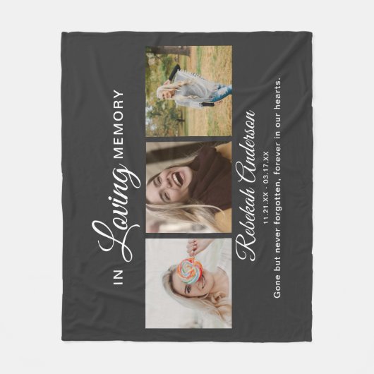 Modern 3 Photo Collage Memorial Fleece Deken (Voorkant)
