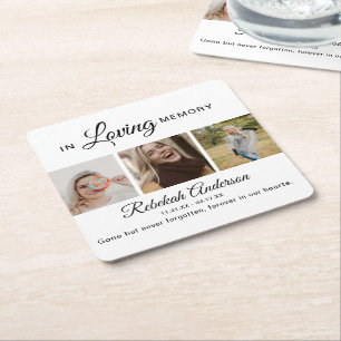 Modern 3 Photo Collage Memorial Kartonnen Onderzetters