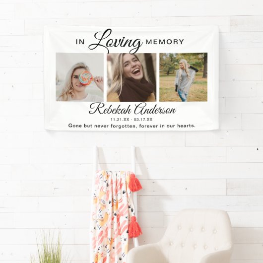 Modern 3 Photo Collage Memorial Spandoek (Insitu)