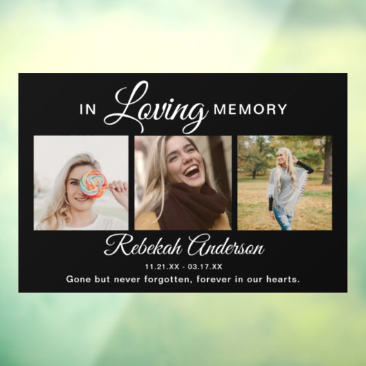 Modern 3 Photo Collage Memorial Window Cling Raamsticker (Vel 3)