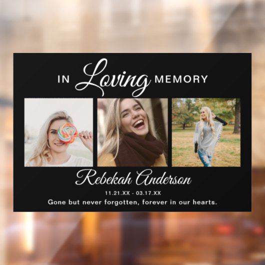 Modern 3 Photo Collage Memorial Window Cling Raamsticker (Vel 2)