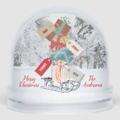 Modern 3 Photo Collage Merry Christmas Snow Wereld Sneeuwbol (Voorkant)