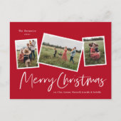 Modern 3 Photo Collage Merry Kerstry Feestdagenkaart (Voorkant)