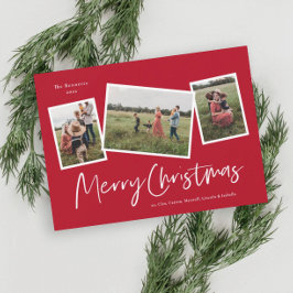 Modern 3 Photo Collage Merry Kerstry Feestdagenkaart