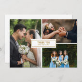 Modern 3 Photo Collage Wedding Bedankkaart (Voorkant / Achterkant)