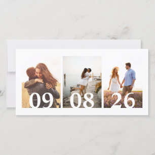 Modern 3 Photo Collage Wedding Save The Date