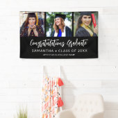 Modern 3 Photo Congratulations Black Graduation Spandoek (Insitu)