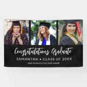 Modern 3 Photo Congratulations Black Graduation Spandoek (Horizontaal)