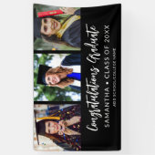 Modern 3 Photo Congratulations Black Graduation Spandoek (Verticaal)