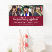 Modern 3 Photo Congratulations Maroon Graduation Spandoek (Insitu)
