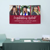 Modern 3 Photo Congratulations Maroon Graduation Spandoek (Beurs)