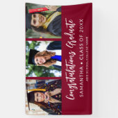 Modern 3 Photo Congratulations Maroon Graduation Spandoek (Verticaal)