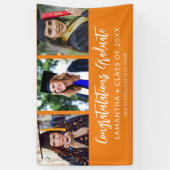 Modern 3 Photo Congratulations OrangeGraduation Spandoek (Verticaal)