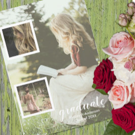 Modern 3 Photo Graduation Announcement Kaart