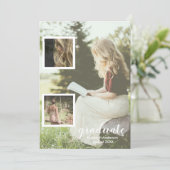 Modern 3 Photo Graduation Announcement Kaart (Staand voorkant)