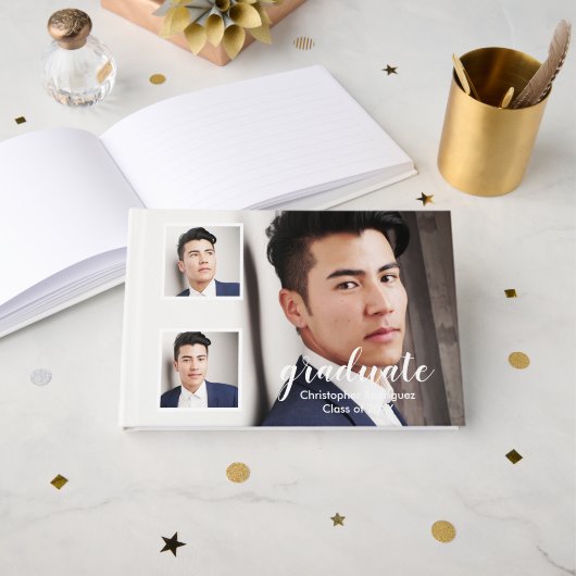 Modern 3 Photo Graduation Gastenboek (Voorkant open)