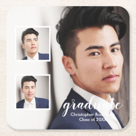 Modern 3 Photo Graduation Kartonnen Onderzetters