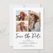 Modern 3 Photo Graduation Save The Date (Voorkant)