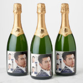 Modern 3 Photo Graduation Sparkling Wijnetiket (Flessen)