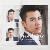 Modern 3 Photo Graduation Sparkling Wijnetiket (Enkel label)