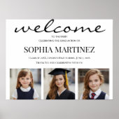 Modern 3 Photo Graduation Welcome Sign Poster (Voorkant)